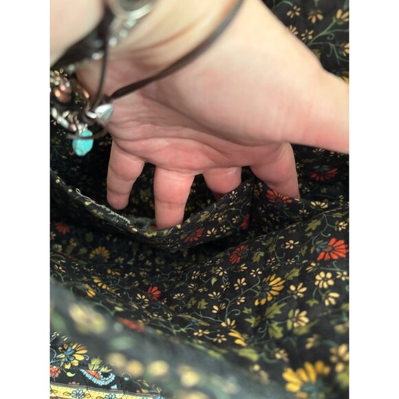 Handcrafted Boho Patchwork Tote Bag With Floral & Paisley Patterns Beaded Trim - Picture 13 of 14